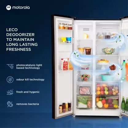 Motorola 592 L Smart Wifi Enabled Frost Free Side by Side Refrigerator (Premium Black, 592HSMTB)(OPEN BOX) Motorola 592 L Smart Wifi Enabled Frost Free Side by Side Refrigerator (Premium Black, 592HSMTB)(OPEN BOX)